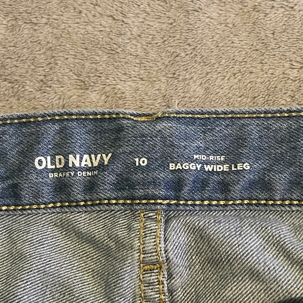 Old Navy Jeans Womens 10 Blue Baggy Wide Leg Cargo Drapey Denim High Rise 33x29